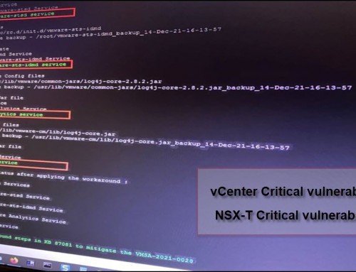 Critical vulnerability in Apache Log4j apply workaround for vCenter and NSX-T